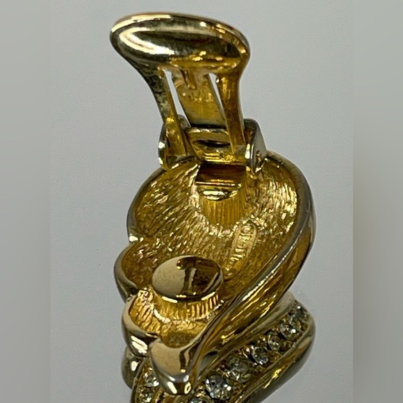 Christian Dior Rhinestone Gold Tone Clip On Earrings With Dust Bag - Picture 8 of 11